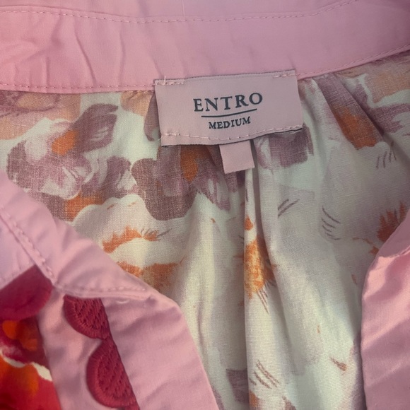 ENTRO Floral Puff Sleeve Blouse / Pink and Red/ Size M - Picture 6 of 8